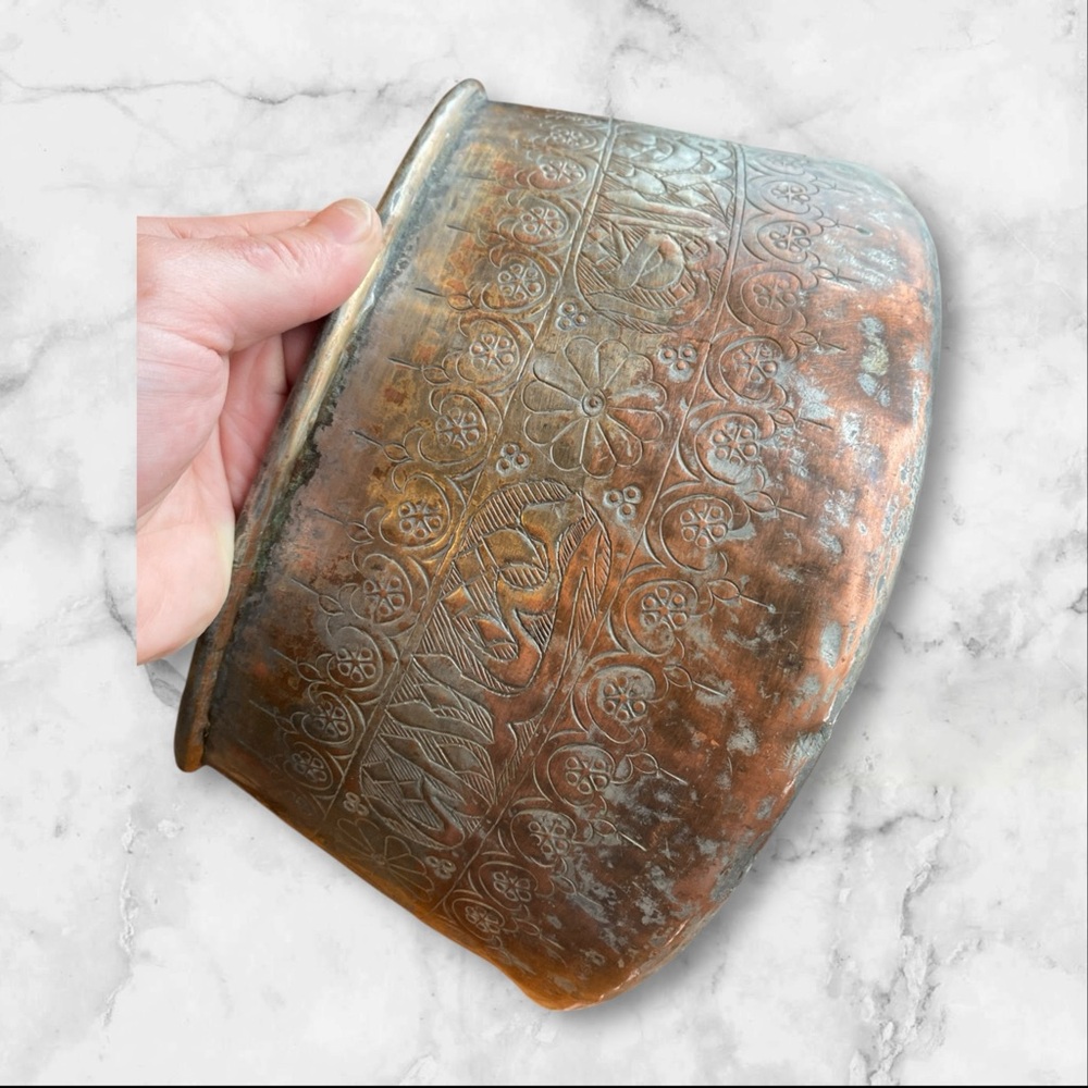 Antique / vintage Egyptian etched bowl
